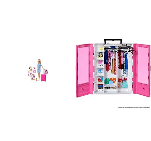 Barbie Armadio Fashionistas Rosa Con Accessori, Bambola Non Inclusa, Giocattolo Per 3+ Ann...