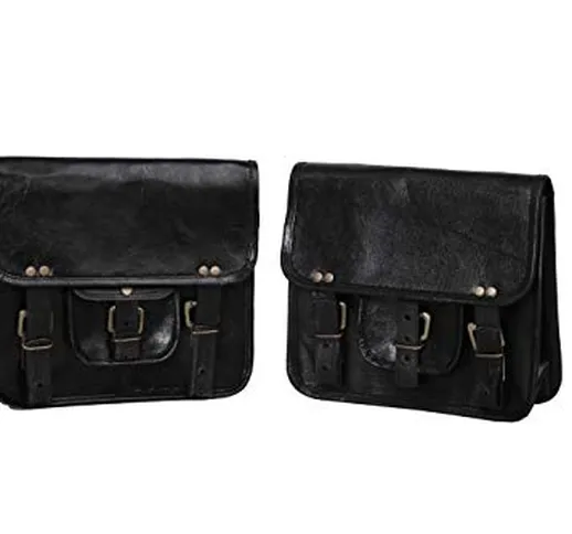 2 X Borsa laterale moto nera Borsa laterale in pelle Borse laterali Borse laterali (2 sacc...