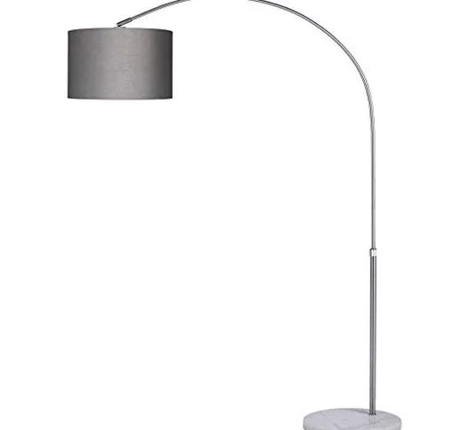 Monzana Lampada da terra ad arco altezza 133-180cm paralume in tessuto Ø25cm piede in marm...