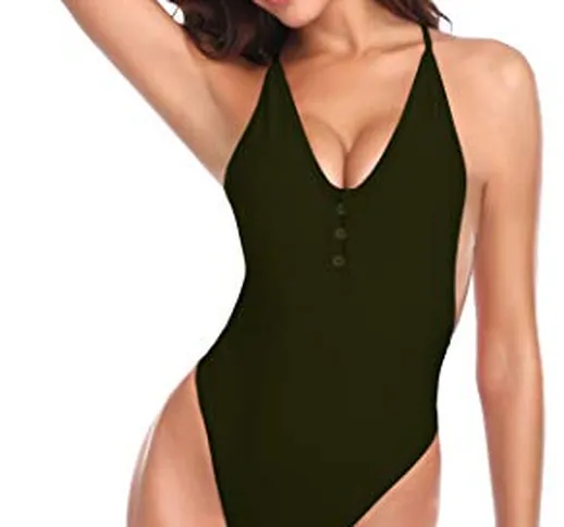 SHEKINI Costumi da Bagno Donna Un Pezzo Bikini Perizoma Tracolla Regolabile Taglio Alto Co...