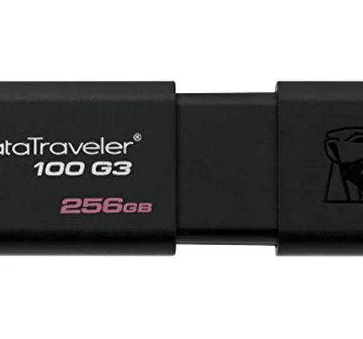 Kingston DataTraveler 100 G3-DT100G3/256GB USB 3.0, PenDrive, 256 GB, 1 Pezzo, Nero