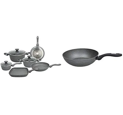 Tognana Mythos Batteria 9 Pezzi, Alluminio, Nero, 24 cm & WI758Q2AMNF Padella Wok Mythos,...