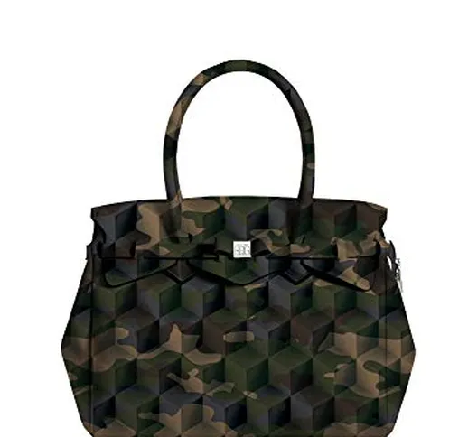 save my bag Borsa a mano spalla donna MISS PLUS STAMPATA Camo green 180x290x340 mm