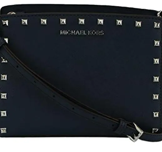 Michael Kors Selma - Borsa a tracolla con borchie, Blu (Marina Militare), Medium