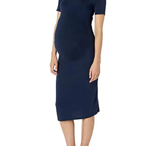 Amazon Essentials Maternity Short-Sleeve Dress Vestito, Blu Marino, Motivo Scozzese, L