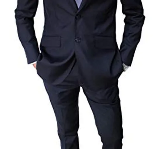 Mat Sartoriale Abito da Uomo Blu Scuro Completo Vestito Slim Fit Invernale (50)