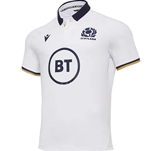 Macron SRU M20 Shirt SS SR, Maglia Replica Away Senior Scotland Rugby 2020/21 Uomo, Bianco...
