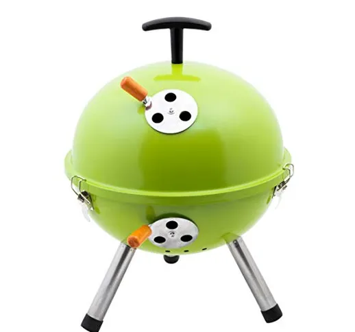 Kamino BBQ Mini barbecue sferico in acciaio con 3 gambe, barbecue da tavolo a carbonella p...