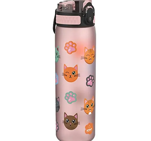 Ion8 Sottile, Borraccia Senza Perdite, Senza BPA Unisex, Multicolore (Gatti), 500 ml