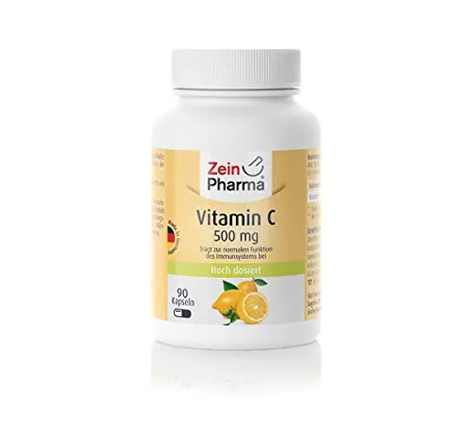Vitamina C 500mg di ZeinPharma • 90 capsule (fornitura per 3 mesi) • Senza glutine, vegano...