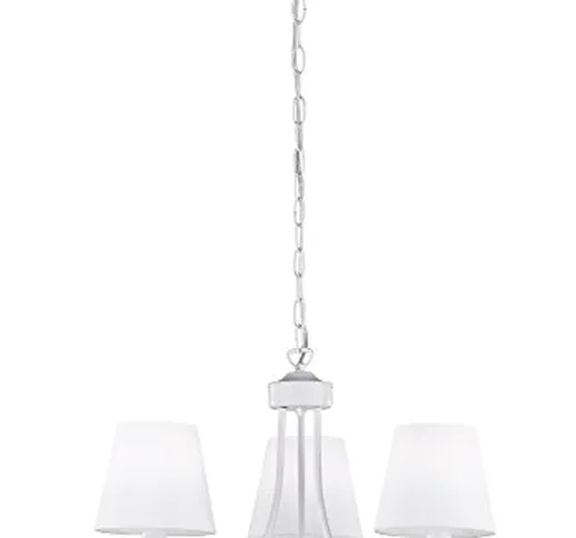 Trio Leuchten Lampadario E14, 28 W, Bianco Opaco, 47 x 47 x 150 cm