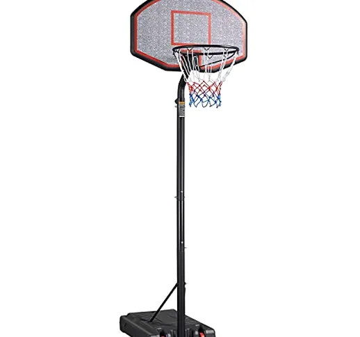 Yaheetech Canestro Basket Esterno Portatile Altezza Regolabile 304 – 353 cm Pallacanestro...