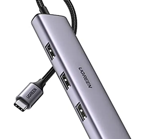 UGREEN USB C Hub a USB 3.0 4 Porte, USB C OTG Adattatore con Cavo Nylon Compatibile con Ma...