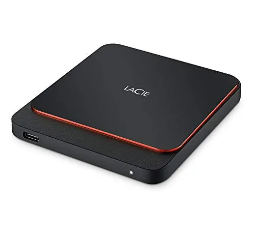 LaCie Portable SSD, 500 GB, SSD Esterno, 2.5", USB-C, USB 3.0, Mac, PC, 3 anni di servizi...