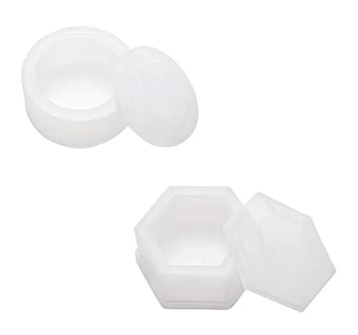 PandaHall 2pcs 2 forme trasparente stampo in silicone piatto rotondo esagono vaso di piant...