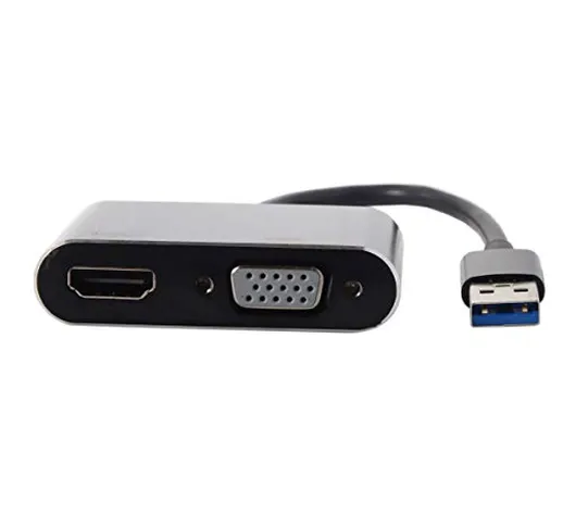 Cablecc - Cavo adattatore da USB 3.0 e 2.0 a HDMI e VGA HDTV, scheda grafica esterna per W...