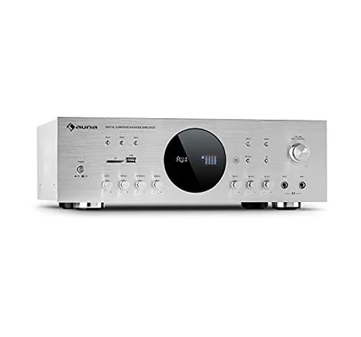 auna AMP - Amplificatore Stereo HiFi per Karaoke, Radio o Home Cinema, Connessioni USB e S...