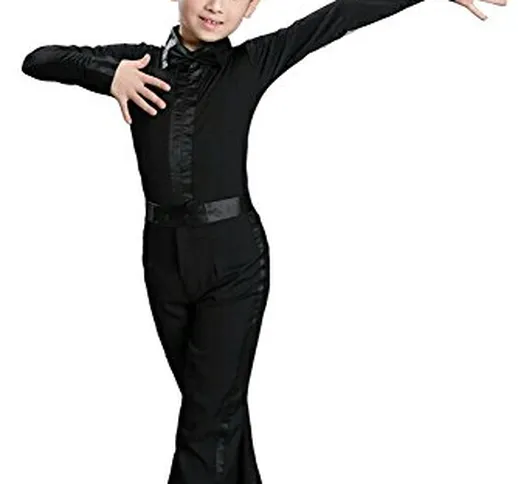 KINDOYO Ragazzi Latina Danza Costumi Camicia Classico Dancewear Bambini Prestazione Abbigl...