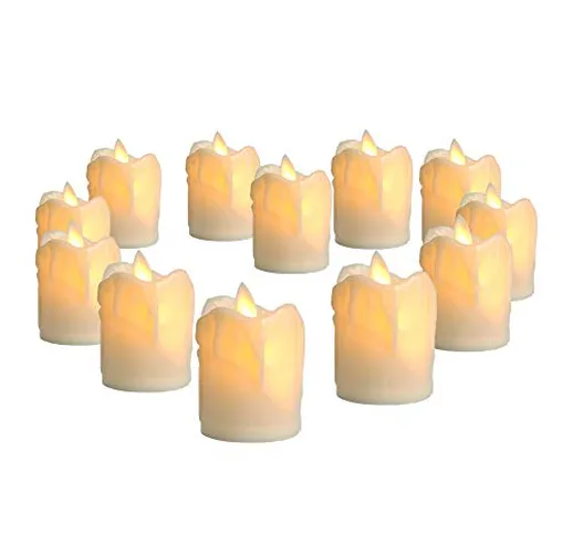 12 candele a LED senza fiamma candele a LED luci da tè tremolanti candele elettriche a bat...
