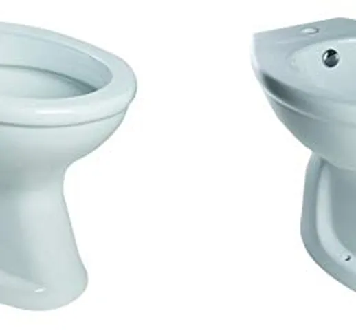 Sanitari Coppia WC - Vaso e Bidet con Scarico a Terra - Pavimento