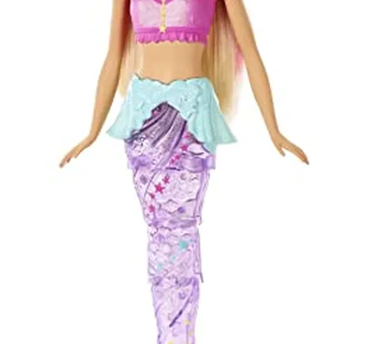 Barbie Dreamtopia Bambola Sirena, Bionda con Coda che Si Muove e Luci, Giocattolo per Bamb...