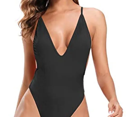 SHEKINI Costumi da Bagno Donna Un Pezzo Bikini Perizoma Tracolla Regolabile Taglio Alto Mo...