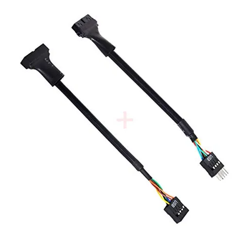 Cablecc - 2 cavi adattatori da USB 2.0 9 pin a connettore USB 3.0 20 pin femmina, per sche...