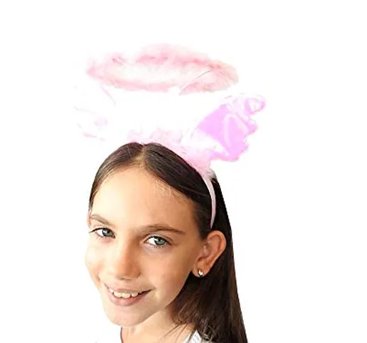 Rosa Cerchietto x Capelli Angelo Ali e Aureola Bimbi Adulti Halloween Carnevale Idea Regal...