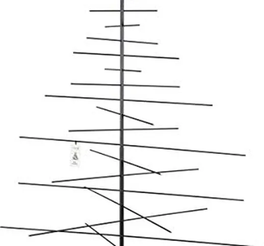 FairyTrees Albero di Natale in Metallo, Nero, con Supporto in Legno, 180 cm, FT-30