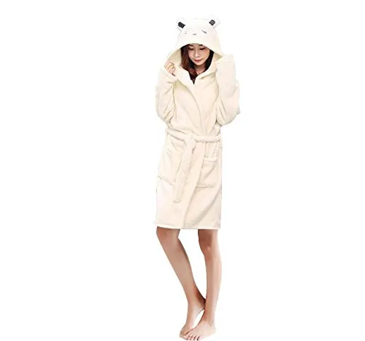 Woneart Uomo Donna Accappatoio con Cappuccio Costumi Unicorno Pigiama Vestaglia Animale In...