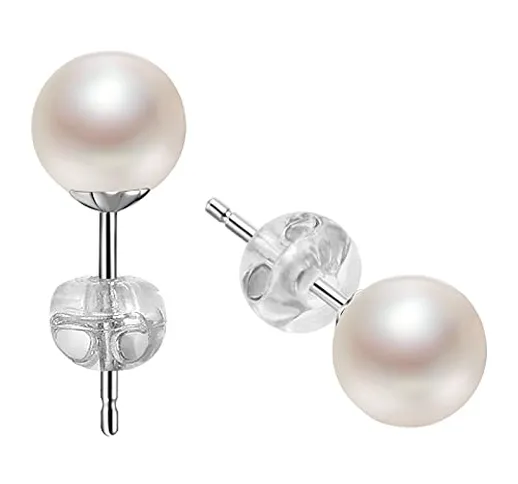 Orecchini a bottone con perle Orecchini da donna con perle coltivate d'acqua dolce rotonde...