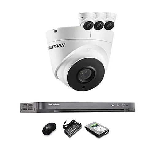 HIKVISION - Kit di telecamere di sorveglianza, 5 MP, 4 K, UHD, DVR, 4 canali, HD 2 TB HDD