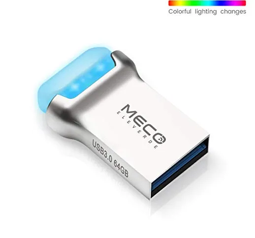 MECO ELEVERDE Chiavetta USB 64 GB 3.0 Mini Memoria Luz LED Colorato Pendrive unità Flash c...