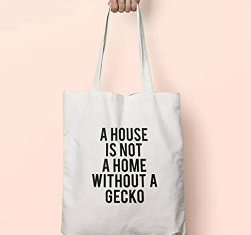 DKISEE A House is Not a Home Without A Gecko Tote Bag riutilizzabile in cotone lino ecolog...