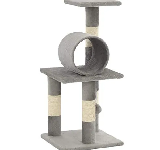 vidaXL Albero per Gatti con Tiragraffi in Sisal 65 cm Grigio Palestra Gioco