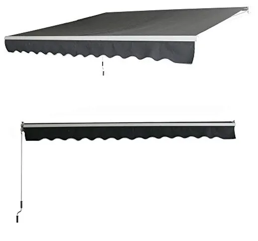 YUENFONG Tenda da sole in alluminio, 3 x 2,5 m, con manovella, impermeabile, anti UV, per...