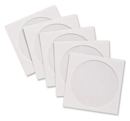 50 x High Grade White CD/DVD/BluRay Paper disco orario con buste con finestrella trasparen...