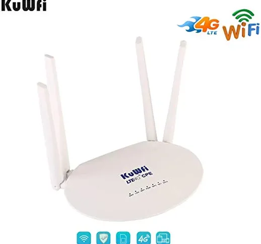 KuWFi Modem LTE 4G sim LAN, 300 Mbps Modem 4G LTE CPE Router Met Slot per schede SIM Met p...