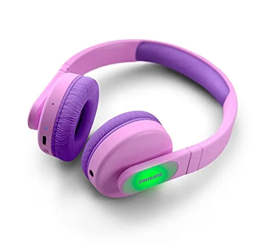 PHILIPS Cuffie On-Ear Wireless per Bambini TAK4206PK/00 Bluetooth, con Volume Limitato, Fi...
