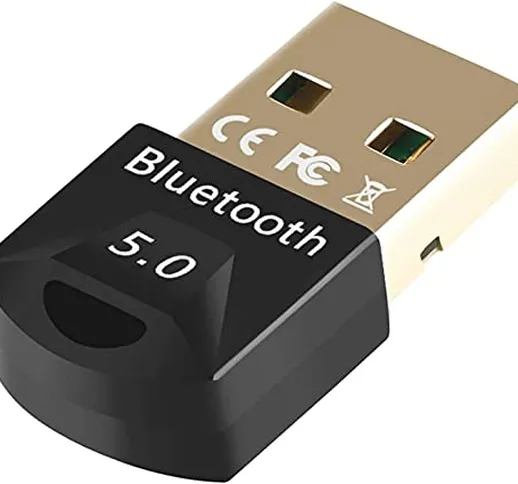 Adattatore Bluetooth 5.0 USB, Adattatore USB Dongle Trasmettitore e Ricevitore per PC Lapt...