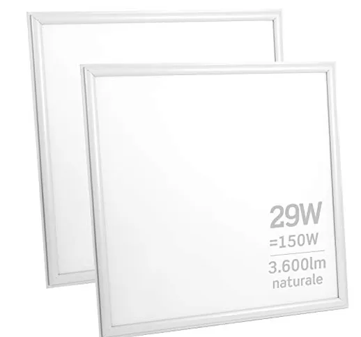 2x Pannelli LED 29W 60x60cm Alta Efficienza 3600 lumen - Luce Bianco Naturale 4000K - Fasc...