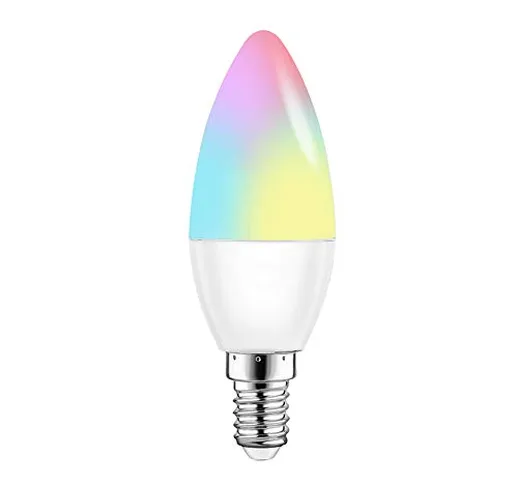 OWSOO LED Lampadina V16-C Smart WIFI RGB + W LED Candle Bulb 6W E14 Dimmable Light Phone T...