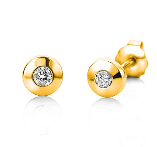Miore orecchini rotondi in oro bianco 585 14 kt con diamanti taglio brillante 0,08 ct e Or...