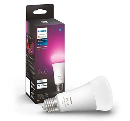Philips Hue Lampadina Smart LED, White & Color Ambiance, Dimmerabili, Bluetooth, E27, 15W,...