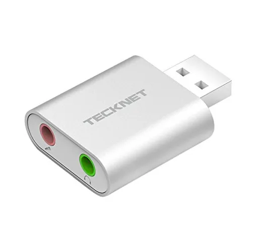 TeckNet Alluminio Scheda Audio Esterna, Adattatore Audio Stereo USB per Windows & Mac, Plu...