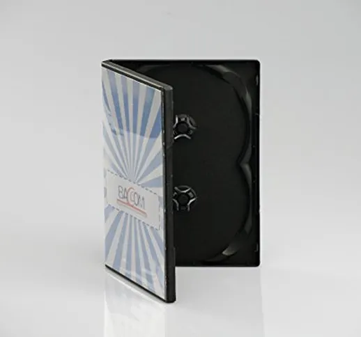 50 Custodie DVD Triple Nere - Box porta 3 DVD, 14 mm - Qtecx