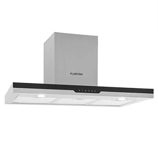 Klarstein Finessa Cappa Aspirante Da Cucina a Parete in Acciaio (90 cm, 635m³/h, Vetro Fro...