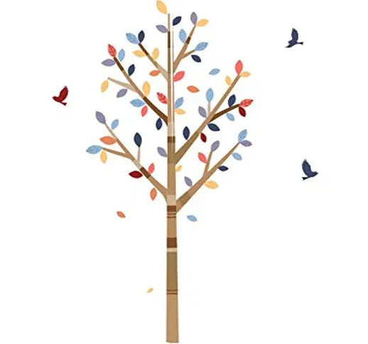 Adesivo da parete con albero pastello con uccelli, asilo o bambino