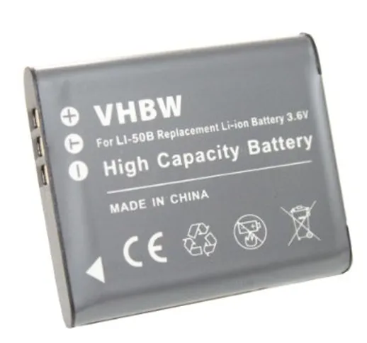 vhbw Li-Ion Batteria 600mAh compatibile con OPTIO X70 X-70 sostitusice Pentax D-LI92