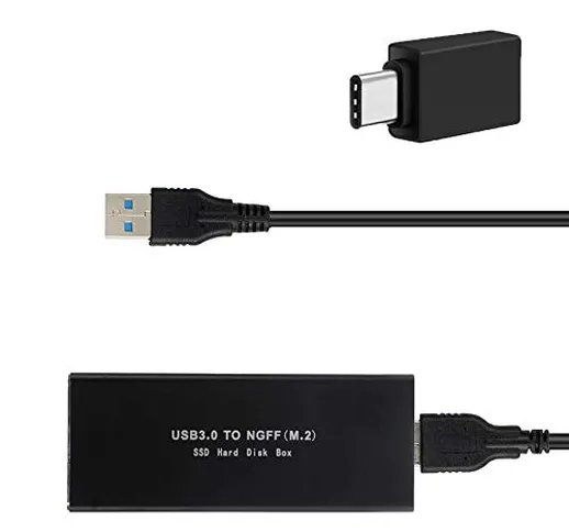 EasyULT Custodia Esterna per M.2 SSD,Adattatore m2 a USB 3.0 Super velocità Esterno NGFF m...